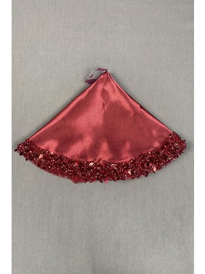 Hayalperest Boncuk Bordo Saten Boncuk Işlemeli Halay Mendili