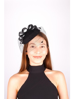 Hayalperest Boncuk Siyah Vualet Nikah Şapkası Dilda Gelin Aksesuarı