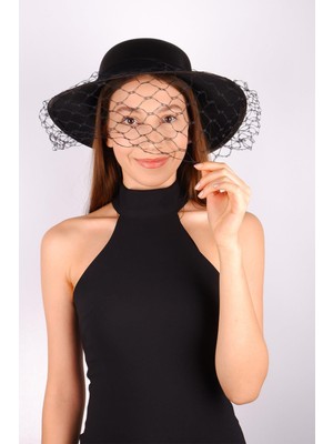 Hayalperest Boncuk Siyah Vualet Nikah Şapkası Vera Tüllü Gelin Aksesuarı