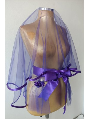 Hayalperest Boncuk Mor Biyeli Zarif Sade Tasarım Gelin Kına Yüz Örtüsü