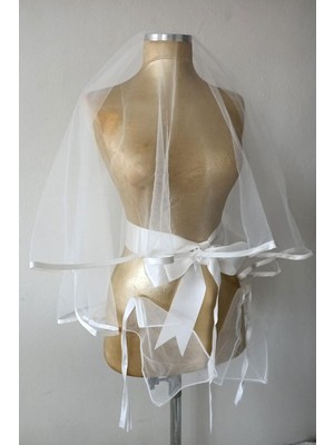 Hayalperest Boncuk Beyaz Biyeli Zarif Sade Tasarım Gelin Kına Yüz Örtüsü