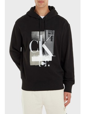 Calvin Klein Baskılı Kapüşonlu Regular Fit Sweat J30J324310BEH Erkek Sweat J30J324310 Beh
