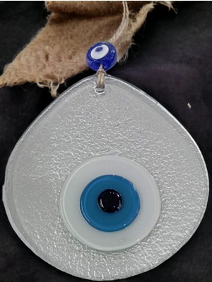 Mavi Nazar Boncuklu Silver Gri Renk Nazar Boncuklu Damla Desen El Yapımı Duvar Süsü
