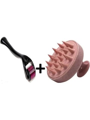 Halvey Titanyum Uçlu 540 Iğneli Derma Roller 0.5 mm Iğne + Yumuşak Silikon Duş Deri Masaj Tarağı ( 2 Ürün )