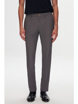 D'S Damat Slim Fit Gri Baskılı Kırışmayan Sihirli Takim Elbise 1HC05IM09577M