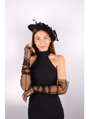 Hayalperest Boncuk Vualet Nikah Şapkası Ade Gelin Aksesuarı ve Tül Eldiven