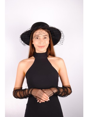 Hayalperest Boncuk Vualet Nikah Şapkası Ade Gelin Aksesuarı ve Tül Eldiven