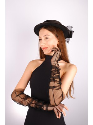 Hayalperest Boncuk Vualet Nikah Şapkası Ade Gelin Aksesuarı ve Tül Eldiven