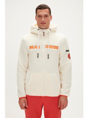 Bad Bear Shaggy Plush Full-Zip Marshmallow Beyaz Peluş Erkek Kapüşonlu Sweatshirt