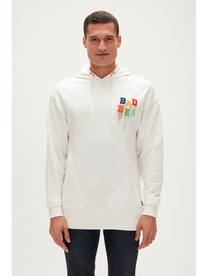 Bad Bear Rainbow Hoodie Off-White Beyaz Kapüşonlu Erkek Sweatshirt