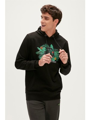 Bad Bear Re-Born Recycle Hoodie Siyah Kapüşonlu Erkek Sweatshirt