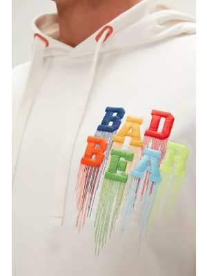 Bad Bear Rainbow Hoodie Off-White Beyaz Kapüşonlu Erkek Sweatshirt