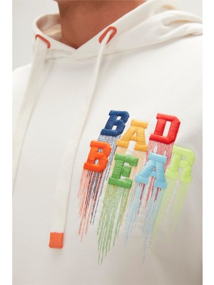 Bad Bear Rainbow Hoodie Off-White Beyaz Kapüşonlu Erkek Sweatshirt