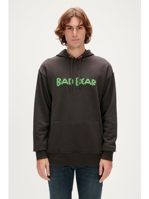 Bad Bear 3D Bad Hoodie Antrasit Kapüşonlu Erkek Sweatshirt