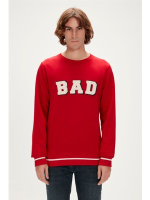 Bad Bear Felt Crewneck Erkek Kırmızı Sweatshirt 23.02.12.013-C54