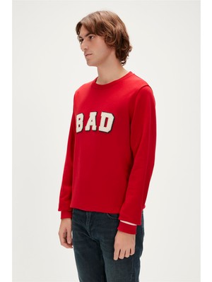 Bad Bear Felt Crewneck Erkek Kırmızı Sweatshirt 23.02.12.013-C54