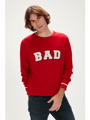 Bad Bear Felt Crewneck Erkek Kırmızı Sweatshirt 23.02.12.013-C54