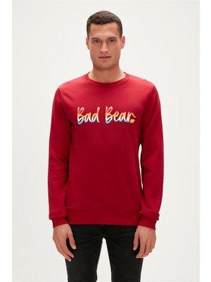 Bad Bear Manuscript Crewneck Bordo Erkek Sweatshirt