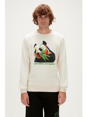 Bad Bear Re-Bamboo Crewneck Erkek Beyaz Sweatshirt 23.02.12.031-C108