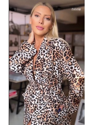 Es Home Collection Es Home Leopar Bornoz Terlik Seti