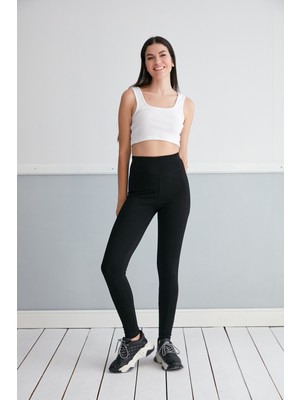 Thin Shop Dikiş Detaylı Yüksek Bel Toparlayıcı Tayt - Siyah Tayt - Yüksek Bel Tayt - Toparlayıcı Tayt