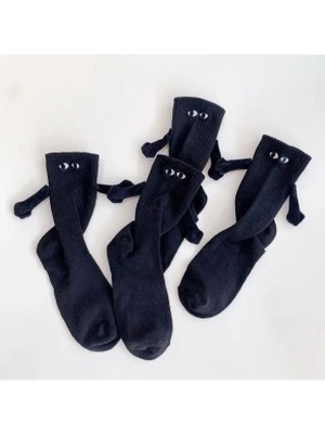 Sukugift 2 Adet Siyah El Ele Tutuşan Mıknatıslı Çorap : Eğlenceli ve Farklı Arkadaşlık Çorabı