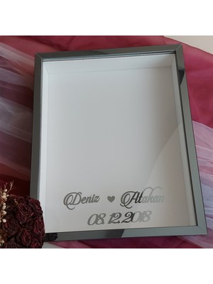 Verda Çerçeve Füme Pleksi Kaplı  40X50 cm Fotoğraf Bölümsüz Isimli Ledsiz Gül Saklama Kutusu! Anı Çerçevesi!