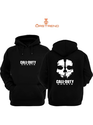 Ors Trend Call Off Duty: Ghosts Baskılı 3 Iplik Unisex Siyah Kapişonlu Sweatshirt