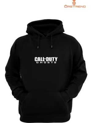 Ors Trend Call Off Duty: Ghosts Baskılı 3 Iplik Unisex Siyah Kapişonlu Sweatshirt