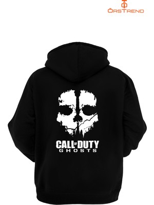 Ors Trend Call Off Duty: Ghosts Baskılı 3 Iplik Unisex Siyah Kapişonlu Sweatshirt