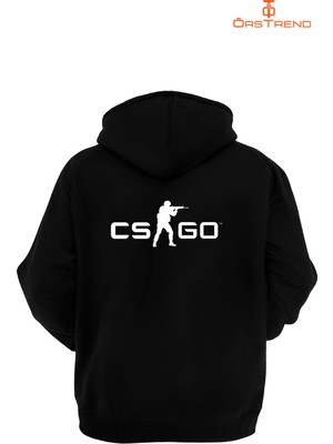 Ors Trend Cs Go Baskılı 3 Iplik Unisex Siyah Kapişonlu Sweatshirt