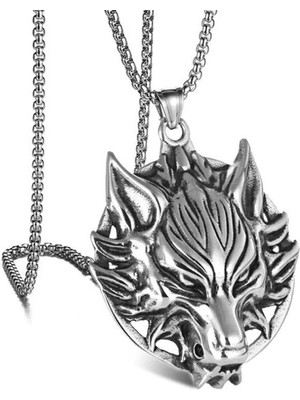 Herşey Nota Viking Nordik Vahşi Kurt Paslanmaz Çelik Erkek Kolye Zincir