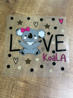 Gönülden Tasarım 22X23 cm Ütü Ile Yapışan Love Yazılı Ayı Transfer Baskı Arma Tişört Baskı