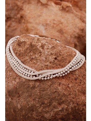 Sümer Telkari Hasır Elişi Tasarım Gümüş Bileklik 4419