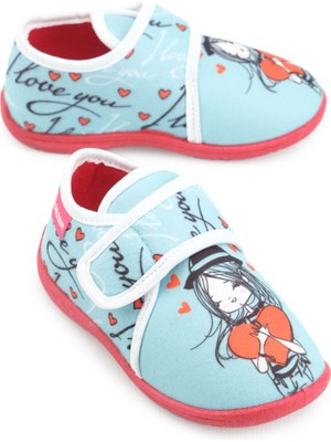 Gezer Kışlık Kız Çocuk Cırt Cırtlı Ayarlanabilir Panduf Ev Kreş Ayakkabı