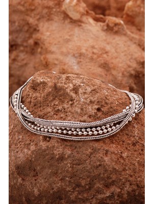 Sümer Telkari Hasır Elişi Tasarım Gümüş Bileklik 4420