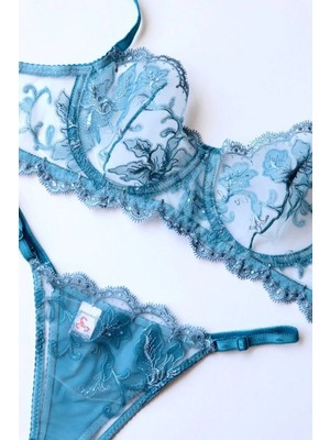 Madame Blume Lingerie - Fluff Blue Balenli Bralet Takımı