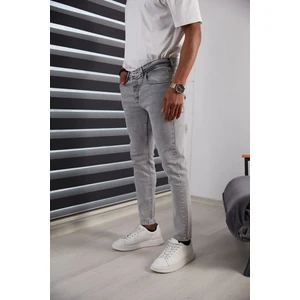 Jack Caprio Erkek Gri Kot Pantolon Yüksek Kaliteli Jeans Renk Solması Yapmaz Likralı