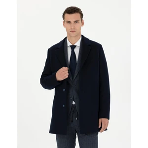 Pierre Cardin Erkek Lacivert Ekstra Slim Fit Yün Karışımlı Kaşe Kaban 50284222-VR033
