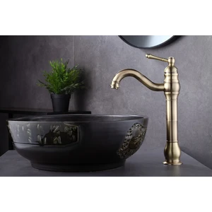 İsaoğlu Yapı Çanak Lavabo Bataryası Mat Gold Lavabo Musluğu Vintage Model Mat Altın Çanak Lavabo Bataryası