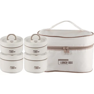 Shun Shop Taşınabilir Thermos 304 Paslanmaz Çelik Yalıtımlı Öğle Yemeği Kutusu Sızdır Köplü Kova Öğrenci Öğle Yemeği Kutusu Çok Katmanlı Yuvarlak Bento Kutusu (Yurt Dışından)