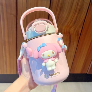 Shun Shop Kızlar Için Ayarlanabilir Kayış Kabı, Büyük Kapasiteli ve Sevimli Termos Kabına Sahip Yüksek Görünümlü Sanrio Ortak Markalı Su Bardağı (Yurt Dışından)