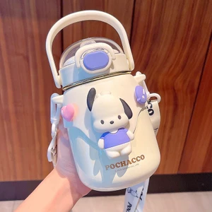 Shun Shop Kızlar Için Ayarlanabilir Kayış Kabı, Büyük Kapasiteli ve Sevimli Termos Kabına Sahip Yüksek Görünümlü Sanrio Ortak Markalı Su Bardağı (Yurt Dışından)