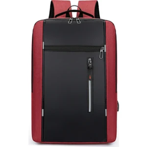 Erkek Sırt Çantası USB Şarj Iş Bilgisayar Çantası Çok Fonksiyonlu Öğrenci Okul Çantası (Yurt Dışından)