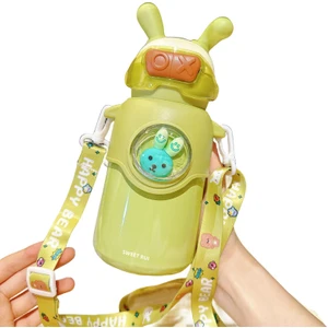 Sweet Rui Tavşan Pipetli Diagonal Termos Su Şişesi 500ML (Yurt Dışından)