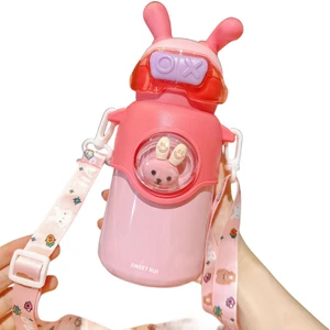 Sweet Rui Tavşan Pipetli Diagonal Termos Su Şişesi 500ML (Yurt Dışından)