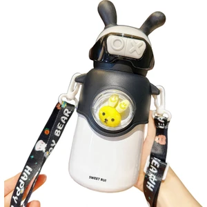 Sweet Rui Tavşan Pipetli Diagonal Termos Su Şişesi 500ML (Yurt Dışından)