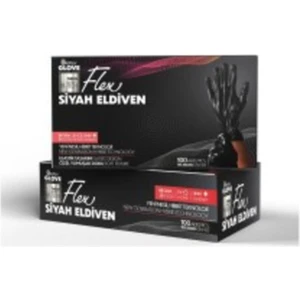Flex Siyah Pudrasız Tpe Eldiven (M) 100'LÜ x 20 Kutu - 1 Koli