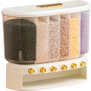 Love Home Tahıl ve Tahıl Depolama Pirinç Kutusu Büyük Kapasiteli Bölme Pirinç Varil Ev Saklama Kutusu 10KG Ayrılmış Çeşitli Tahıl Tankı Deliksiz 10KG (Yurt Dışından)