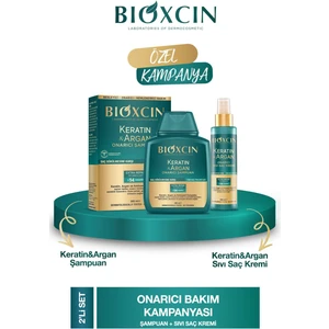 Keratin & Argan Onarıcı Şampuan 300ML + Kertin Argan Sıvı Saç Bakım Kremi